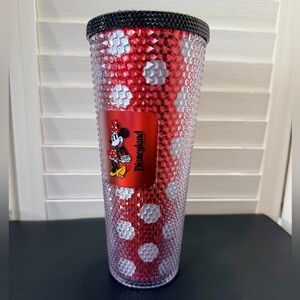 Starbucks Disneyland Red and Black Minnie Mouse Studded 24 oz Tumbler